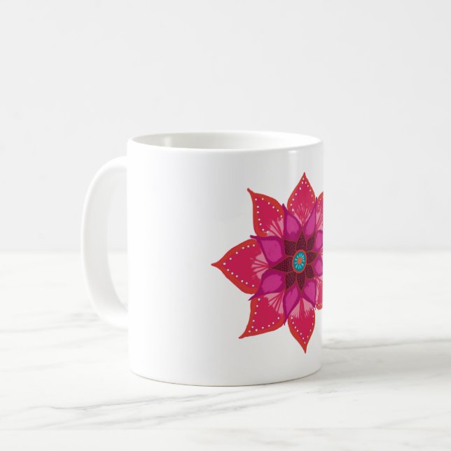 Fleur Mandala Blanc 325 Mug blanc classique (Devant gauche)