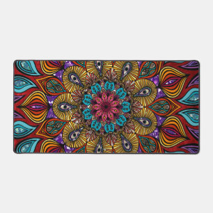 Fleur Mandala colorée Zen Brown Fun Cool Trippy