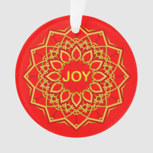 Fleur mandala couleur or Joie texte facultatif sur