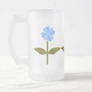 Fleur marguerite Jolie Bleu Verre Frosted Beer Mug