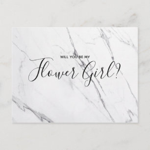 Fleur mariage   Carte postale Marbre blanc Script