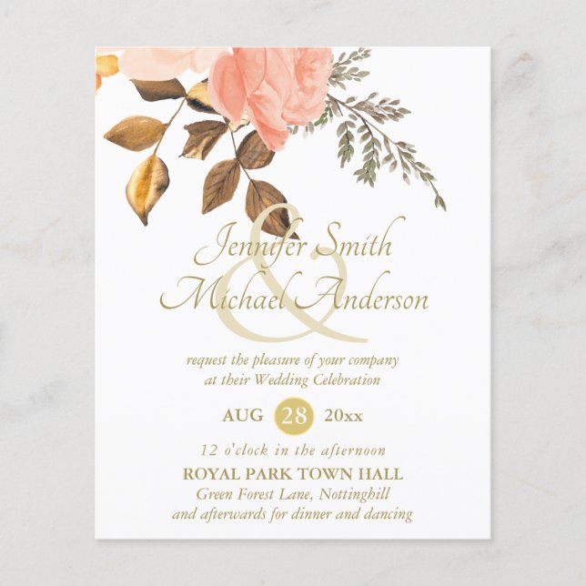 Fleur Mariage de bouquet Floral or corail indulgen (Devant)