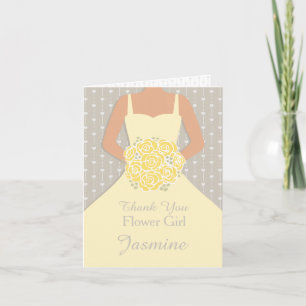 Fleur mariage fille robe jaune carte de remercieme