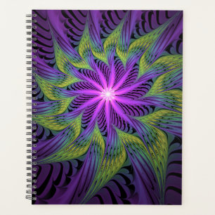 Fleur Moderne Abstraite Art Fractal Vert Violet