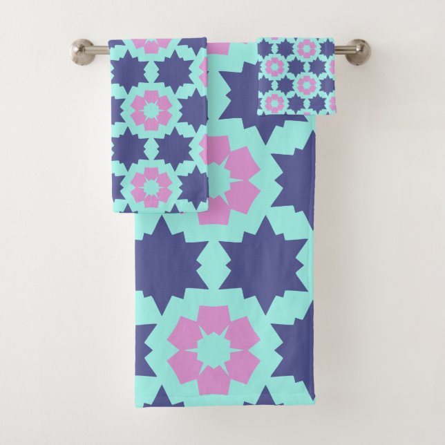 Fleur motif fleurs étoile bleu rose (En situation)