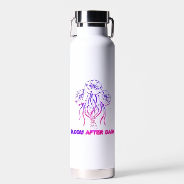 Fleur néon rose - Bouteille d'eau d'art (Avant)