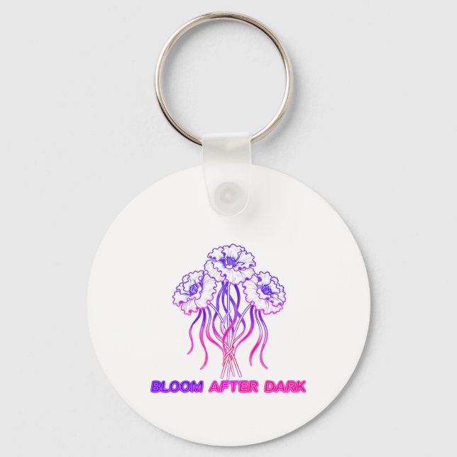 Fleur néon rose - Porte-clés d'art (Recto)