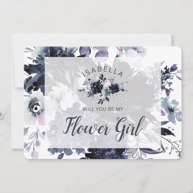 Fleur Nocturne Be My Flower Girl Proposition Card (Devant)