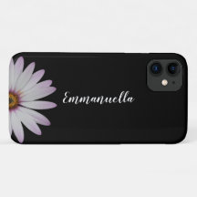 Fleur noir et blanc Nom iPhone 11 Coque