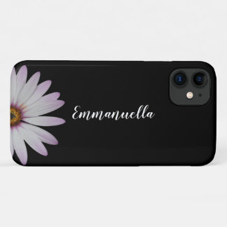 Fleur noir et blanc Nom iPhone 11 Coque
