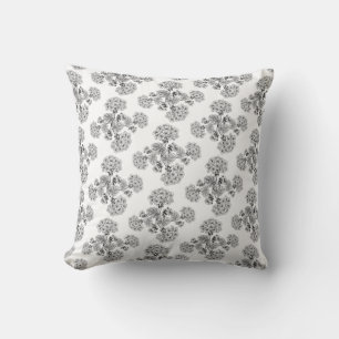 Fleur noire et blanche coussin Damask