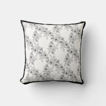 Fleur noire et blanche coussin Damask
