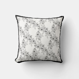 Fleur noire et blanche coussin Damask