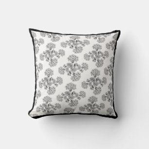 Fleur noire et blanche coussin Damask