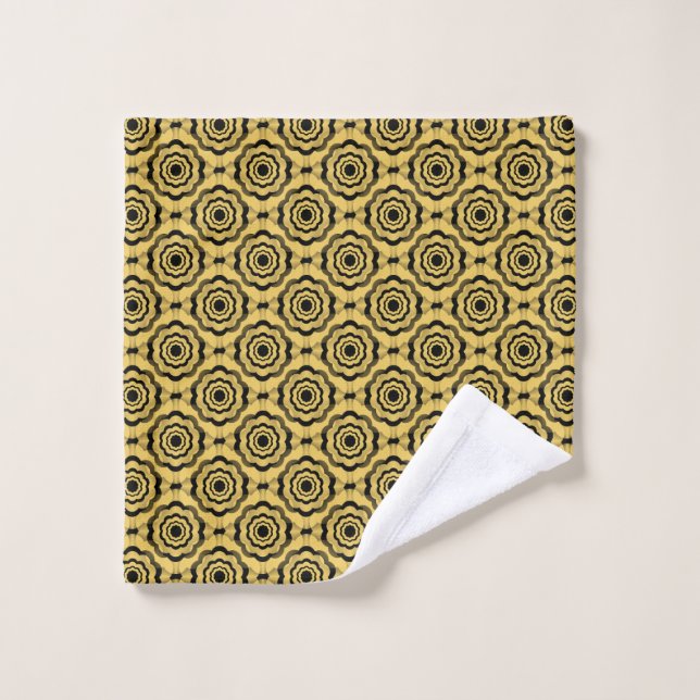 Fleur noire jaune Motif sans couture (Gant de toilette)