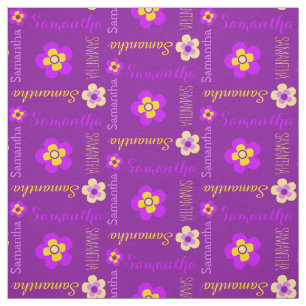 Fleur nom personnalisé texte tissu violet
