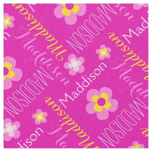 Fleur nom personnalisé tissu typographique jaune r (Fermer)