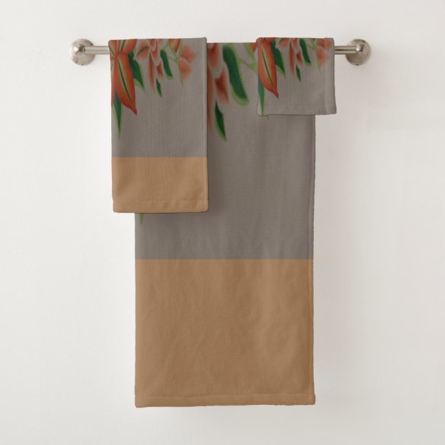 Fleur orange avec gris et brun sablonneux (En situation)