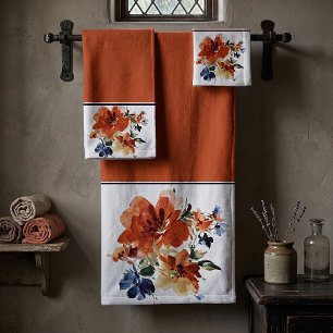 Fleur orange et bleu à l'aquarelle
