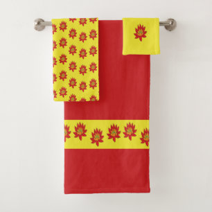 Fleur orangée et rouge sur jaune