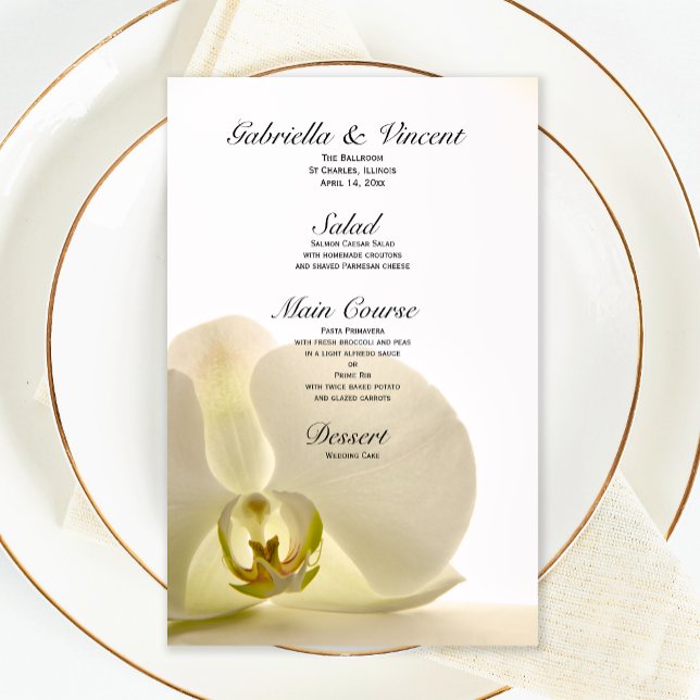 Fleur orchidée sur le menu Mariage blanc (Créateur téléchargé)