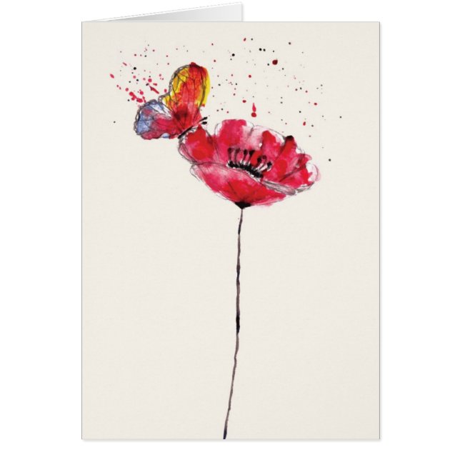 Fleur peinte stylisée de pavot d'aquarelle (Devant)