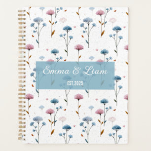 Fleur personnalisée minimale bleue et rose vintage