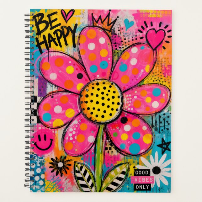Fleur Pop Art Colorée et Heureuse (Devant)
