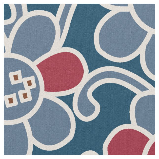 Fleur populaire des années 70 Marine et tissu roug (Fermer)