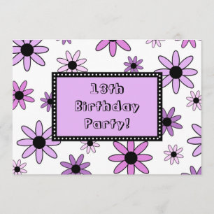 Fleur pourpre 13e anniversaire Cartes d'invitation