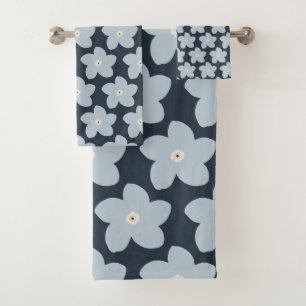 Fleur Rétro Bleu Clair Et Navy