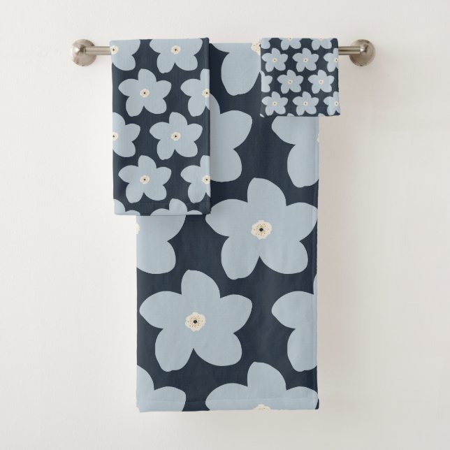 Fleur Rétro Bleu Clair Et Navy (En situation)