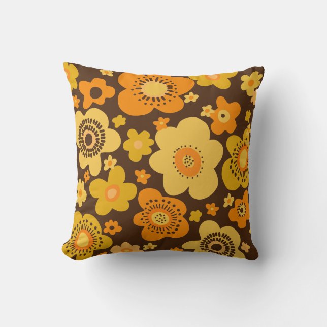 fleur rétro des années 60 les années 70 coussin mo (Recto)