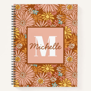 Fleur rétro été Carnet Monogramme