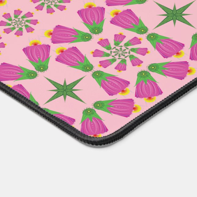 Fleur rétro Mandalas Pink Desk Mat (Coin)