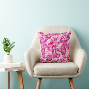 Fleur rose 16" de pivoines coussin carré de coton