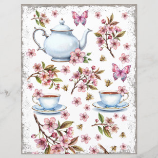 Fleur rose cerise, champ avec thé