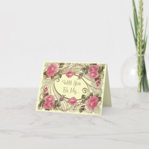 Fleur rose classique Demande de cartes Invitation