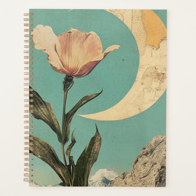 Fleur rose et lune de croissant (Devant)