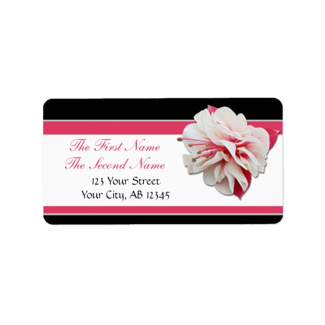 Fleur rose et noir Fuchsia Étiquettes de adresse (Devant)