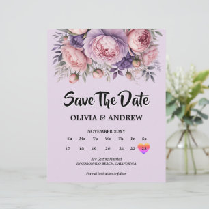 Fleur rose et violet personnalisée Enregistrer la 
