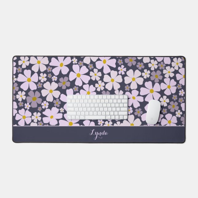 Fleur rose et violette Power et nom sur fond bleu  (Clavier et souris)