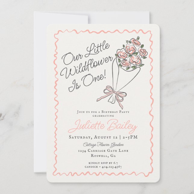 Fleur rose ferme FBirday Invitation (Devant)