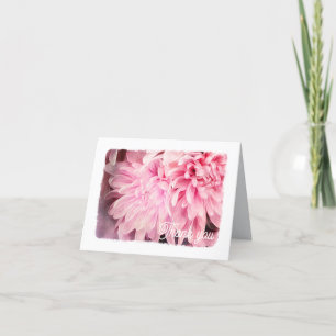 Fleur rose pâle et carte de remerciements