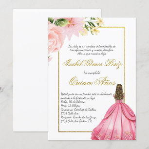 Fleur rose Quince invitation en espagnol
