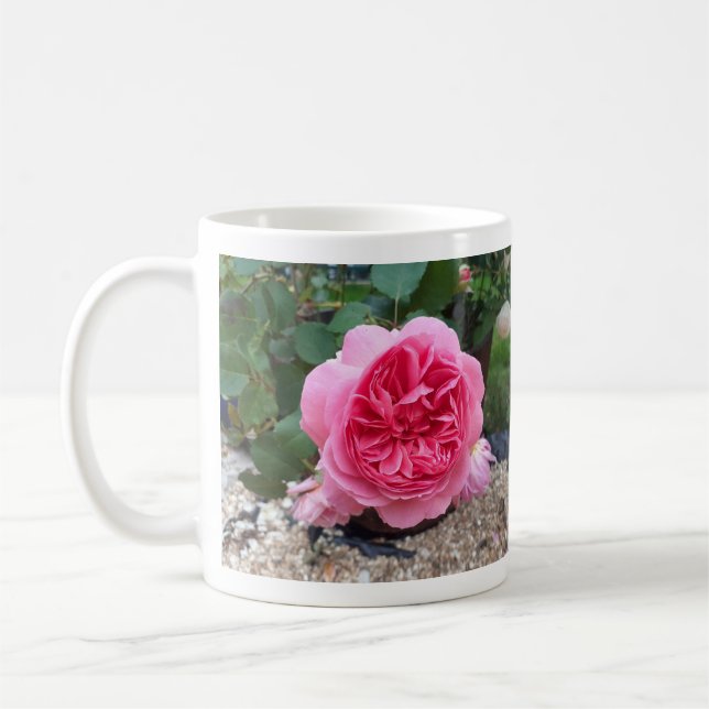 Fleur rose rose florale jardiniers Mug (Gauche)