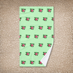 Fleur rose rose Motif sans couture sur vert clair