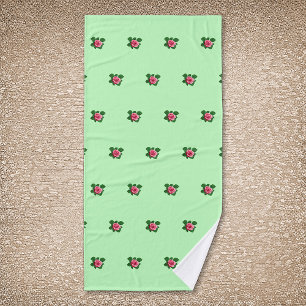 Fleur rose rose Motif sans couture sur vert clair