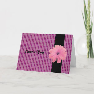 Fleur Rose Ruban Noir Merci