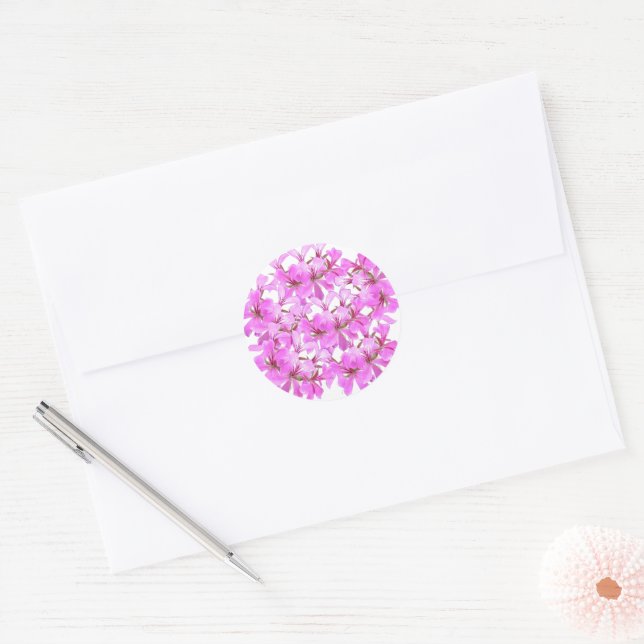 Fleur rose - Sticker floral arrondi (Enveloppe)